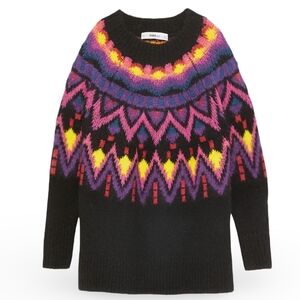 Zara Wool Alpaca Blend Knit Long Sleeve Fair Isle Jacquard Sweater Sz.S